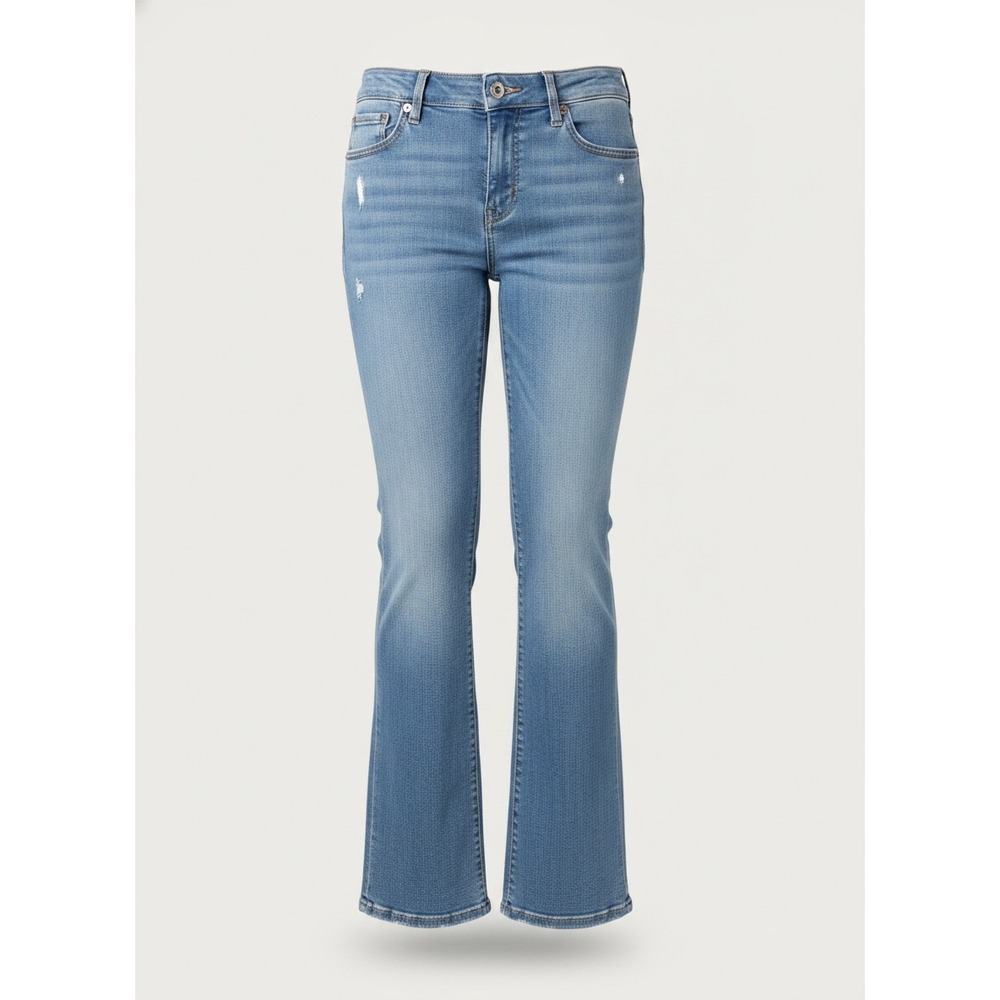 American Eagle Slim Boot Jean Womens 4 Short Light Wash Distressed Stretch Denim